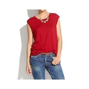 Madewell Women's Modern Linen Muscle Tee in Nouveau Red - Sz XS - NWT